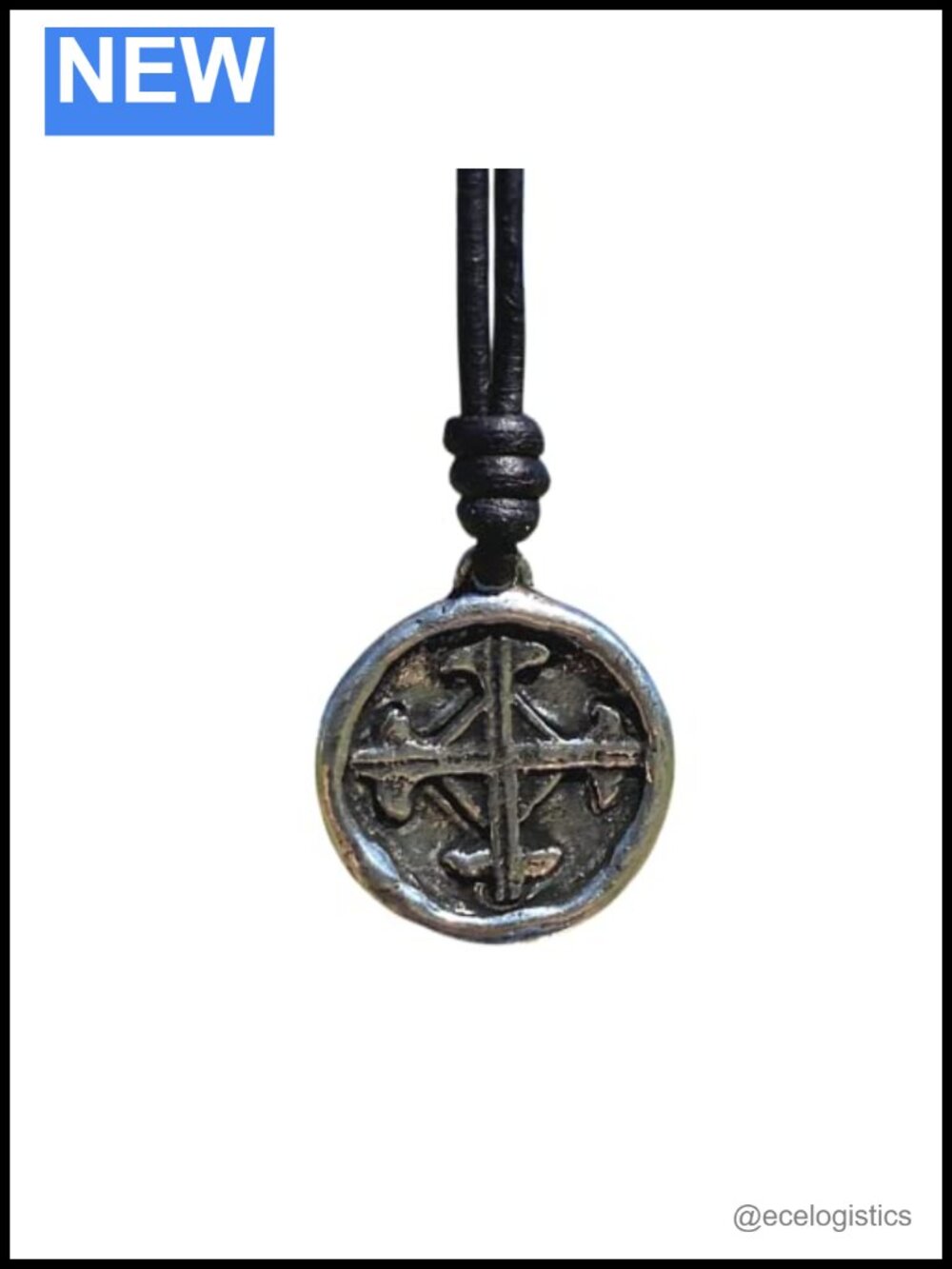 Serenity Prayer Pewter Medallion Necklace, 2mm Premium Leather Cord, 30x34mm